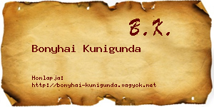 Bonyhai Kunigunda névjegykártya